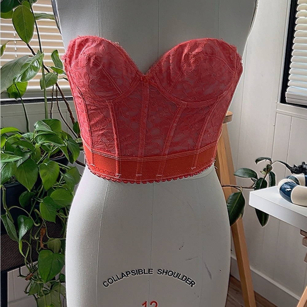 Coral Lace Bustier Top
